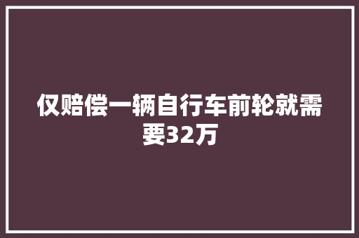 仅赔偿一辆自行车前轮就需要32万