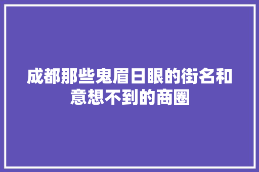 成都那些鬼眉日眼的街名和意想不到的商圈