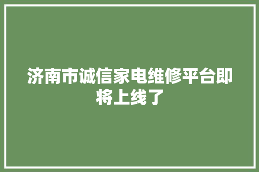 济南市诚信家电维修平台即将上线了