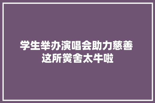 学生举办演唱会助力慈善 这所黉舍太牛啦