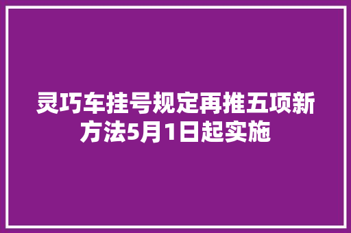 灵巧车挂号规定再推五项新方法5月1日起实施
