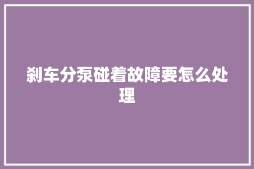 刹车分泵碰着故障要怎么处理