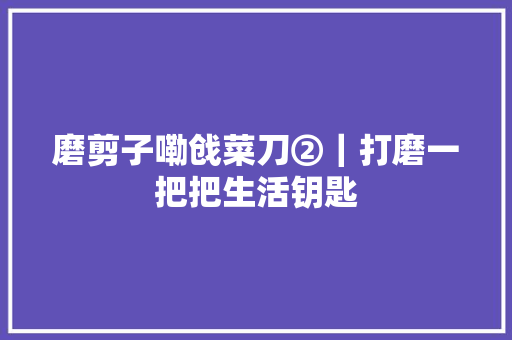 磨剪子嘞戗菜刀②｜打磨一把把生活钥匙