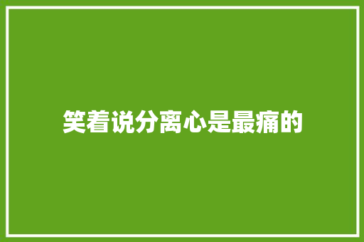 笑着说分离心是最痛的