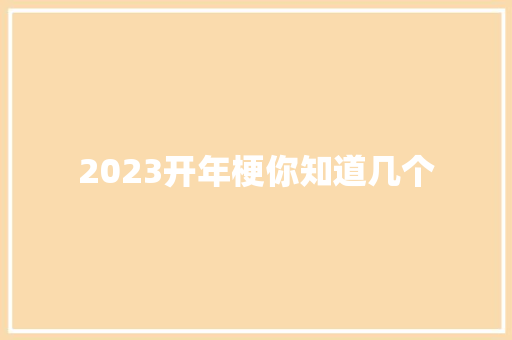 2023开年梗你知道几个