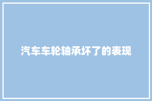 汽车车轮轴承坏了的表现