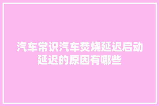 汽车常识汽车焚烧延迟启动延迟的原因有哪些
