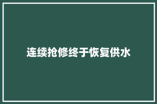 连续抢修终于恢复供水