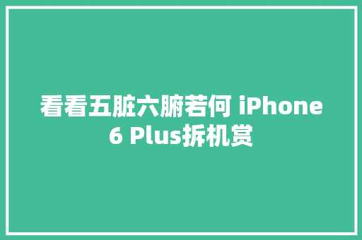 看看五脏六腑若何 iPhone6 Plus拆机赏