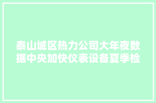 泰山城区热力公司大年夜数据中央加快仪表设备夏季检修进度