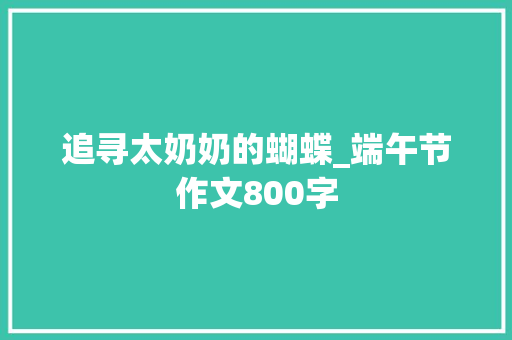 追寻太奶奶的蝴蝶_端午节作文800字