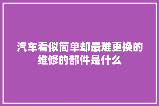 汽车看似简单却最难更换的维修的部件是什么