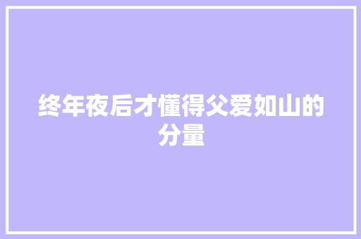 终年夜后才懂得父爱如山的分量
