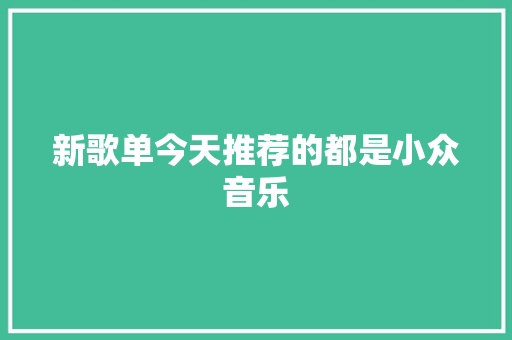 新歌单今天推荐的都是小众音乐
