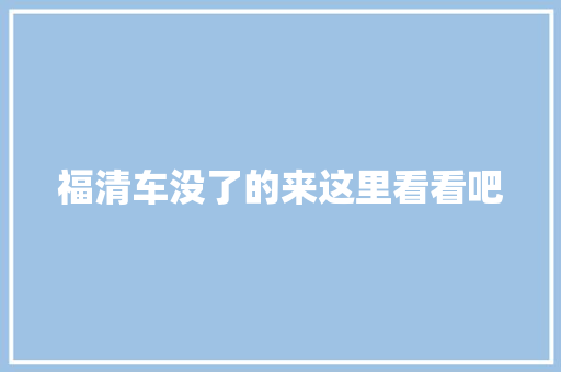 福清车没了的来这里看看吧