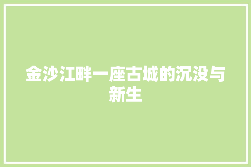 金沙江畔一座古城的沉没与新生