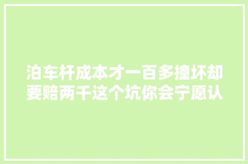 泊车杆成本才一百多撞坏却要赔两千这个坑你会宁愿认栽吗