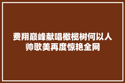 费翔巅峰献唱橄榄树何以人帅歌美再度惊艳全网