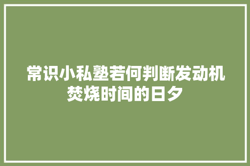 常识小私塾若何判断发动机焚烧时间的日夕