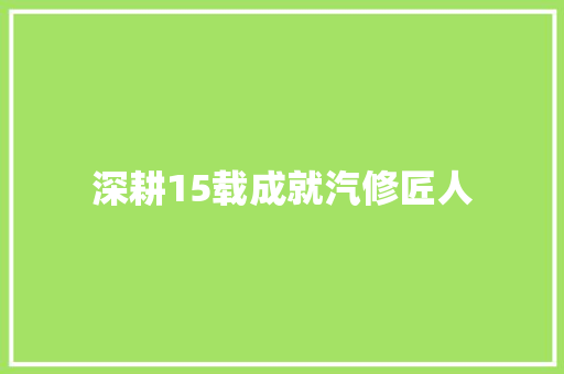 深耕15载成就汽修匠人