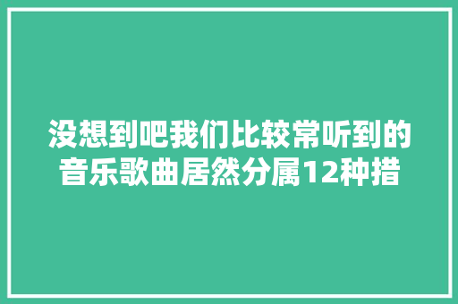 没想到吧我们比较常听到的音乐歌曲居然分属12种措辞