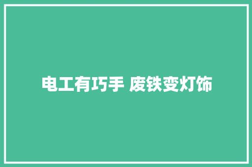 电工有巧手 废铁变灯饰