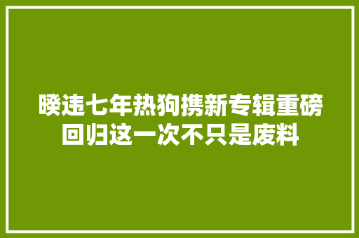 暌违七年热狗携新专辑重磅回归这一次不只是废料