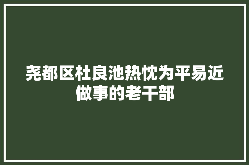 尧都区杜良池热忱为平易近做事的老干部