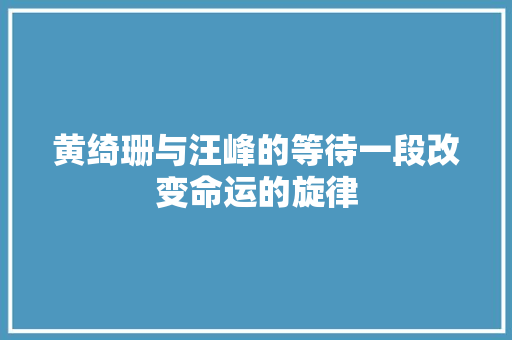 黄绮珊与汪峰的等待一段改变命运的旋律