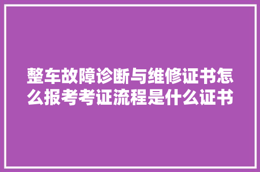 整车故障诊断与维修证书怎么报考考证流程是什么证书好处是