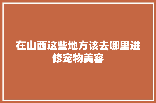 在山西这些地方该去哪里进修宠物美容