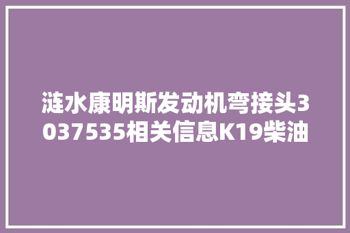 涟水康明斯发动机弯接头3037535相关信息K19柴油机