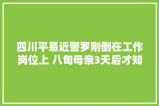 四川平易近警罗刚倒在工作岗位上 八旬母亲3天后才知道