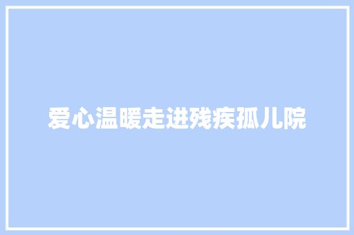 爱心温暖走进残疾孤儿院