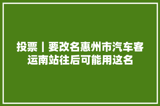 投票｜要改名惠州市汽车客运南站往后可能用这名