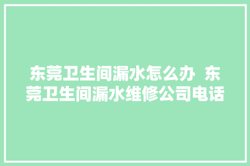 东莞卫生间漏水怎么办  东莞卫生间漏水维修公司电话